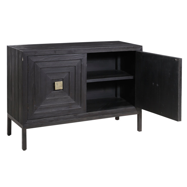 Elegant Dark Walnut Geometric 43" Storage Cabinet
