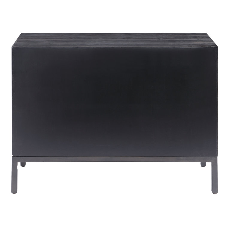 Elegant Dark Walnut Geometric 43" Storage Cabinet