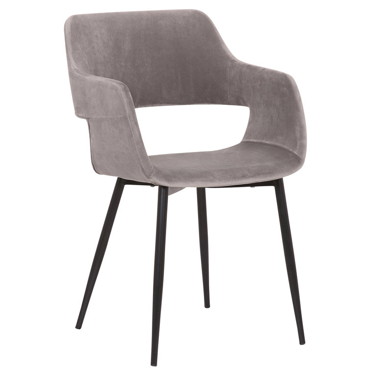 Ariana Velvet Upholstered Side Chair with Metal Legs in Gray
