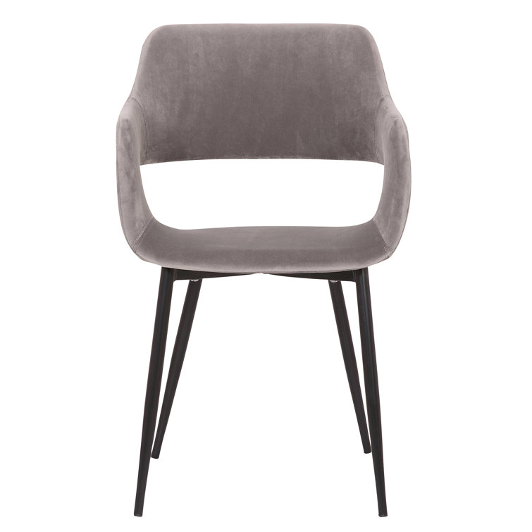 Ariana Velvet Upholstered Side Chair with Metal Legs in Gray