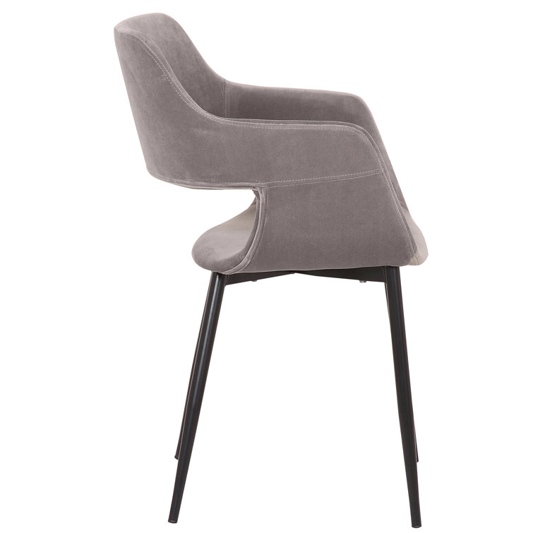 Ariana Velvet Upholstered Side Chair with Metal Legs in Gray