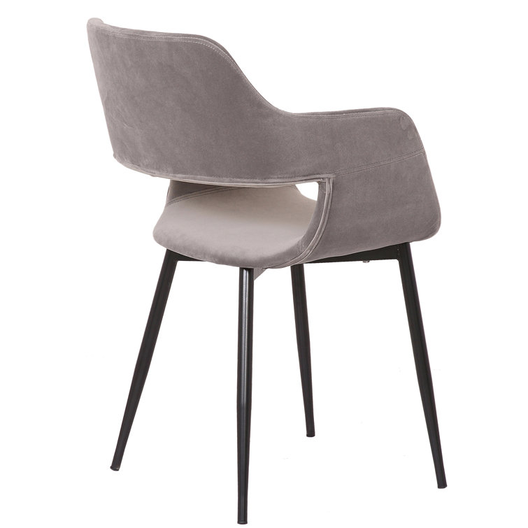 Ariana Velvet Upholstered Side Chair with Metal Legs in Gray