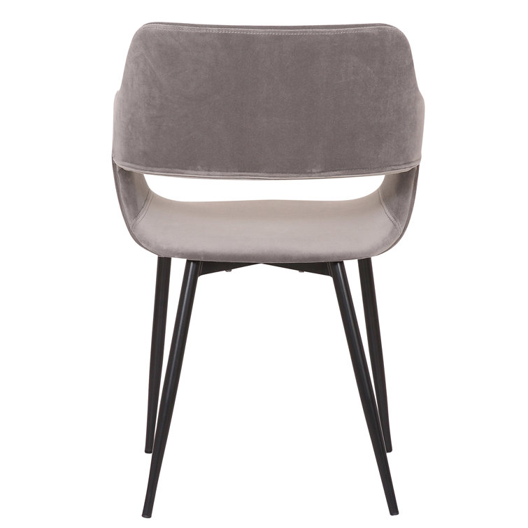 Ariana Velvet Upholstered Side Chair with Metal Legs in Gray