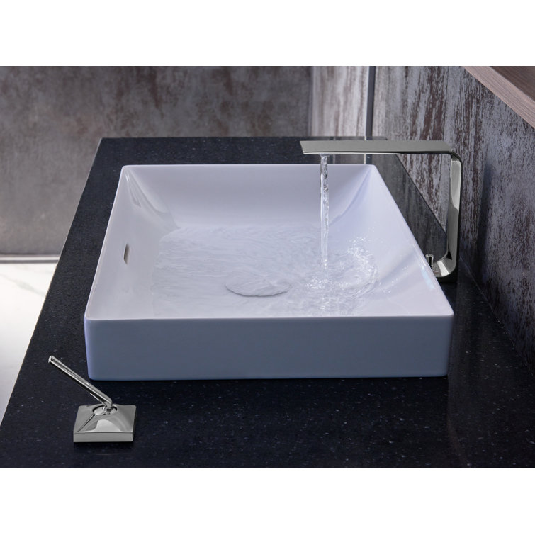 Kiwami White Ceramic Rectangular Vessel Sink with Overflow