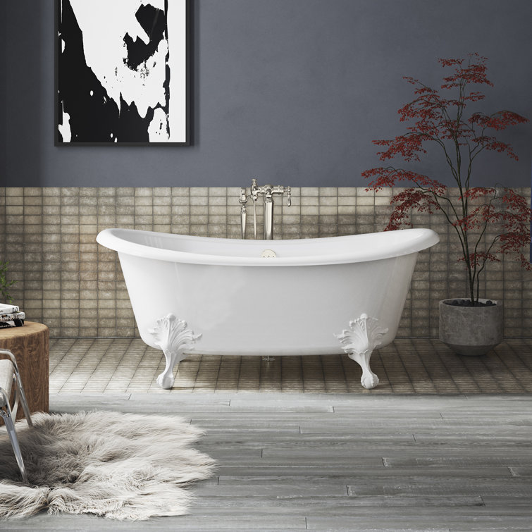 White Cast Iron Clawfoot Freestanding Bathtub