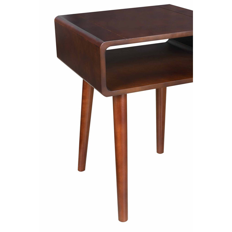 Espresso Square End Table with Shelf and Tapered Legs