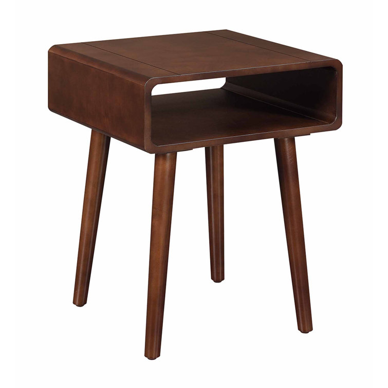 Espresso Square End Table with Shelf and Tapered Legs