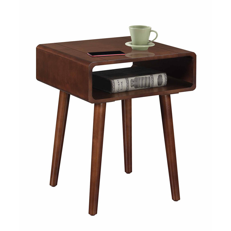 Espresso Square End Table with Shelf and Tapered Legs