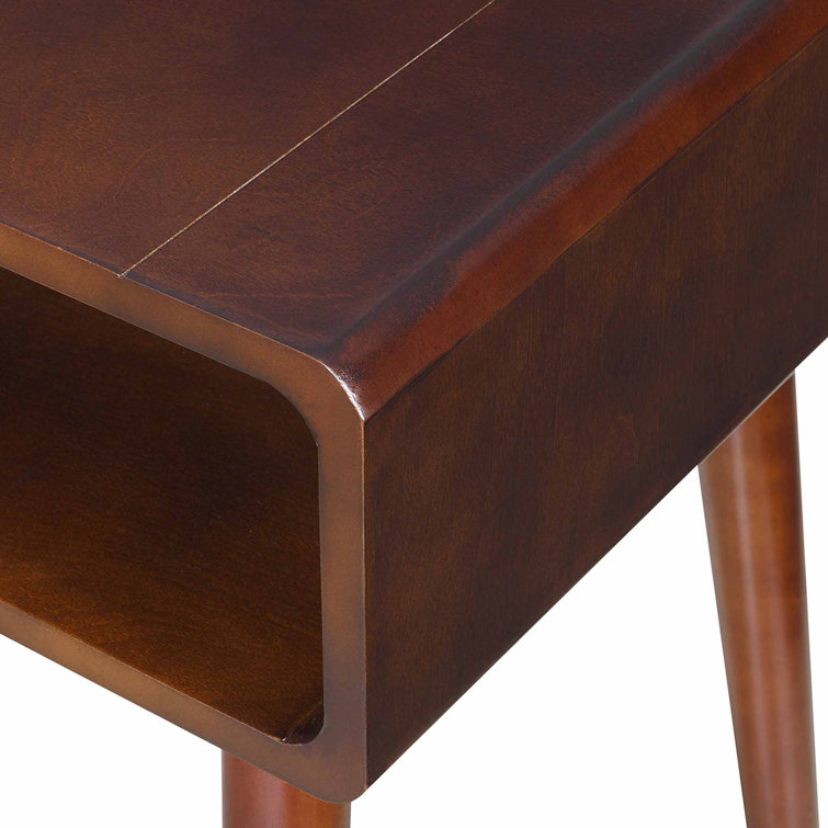 Espresso Square End Table with Shelf and Tapered Legs