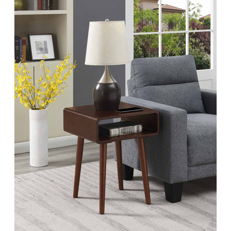 Espresso Square End Table with Shelf and Tapered Legs