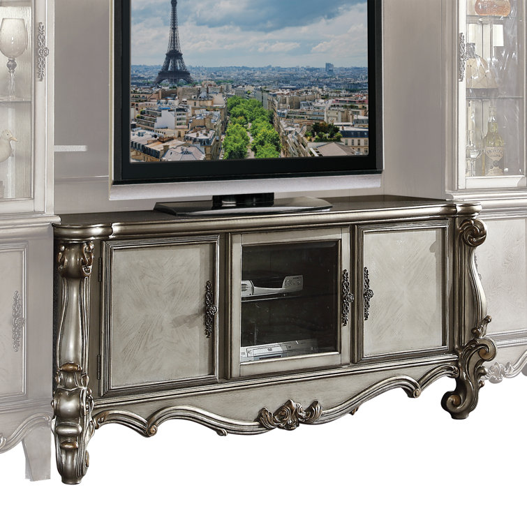 Versailles Antique Platinum 74" TV Console with Carved Accents