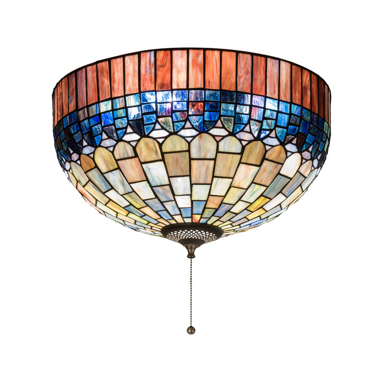 Tiffany Style 16" Stained Glass Flush Mount with Bronze Finish
