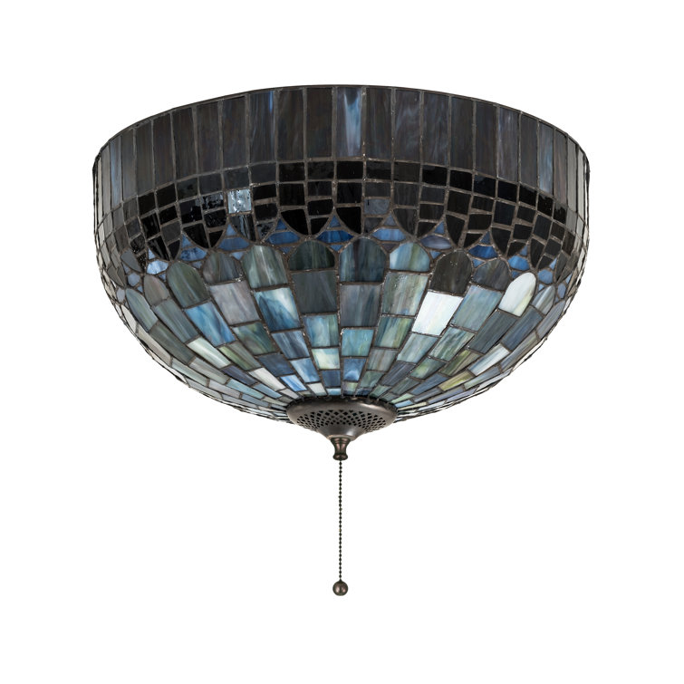 Tiffany Style 16" Stained Glass Flush Mount with Bronze Finish