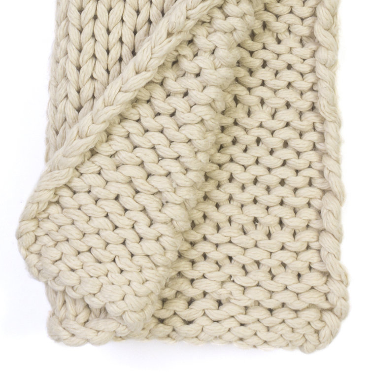Ivory Cable Knit Wool Throw Blanket