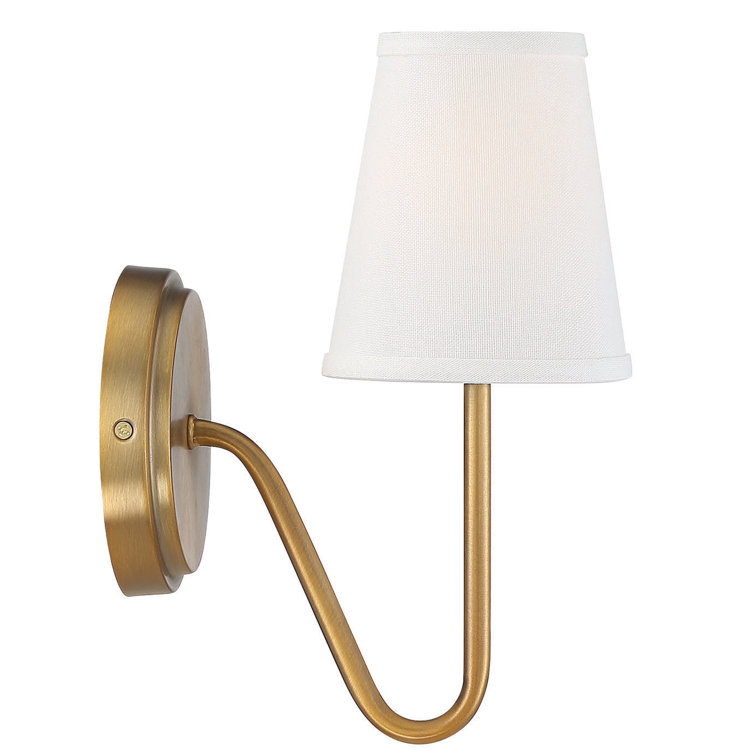 Natural Brass and White Empire Shade Dimmable Sconce