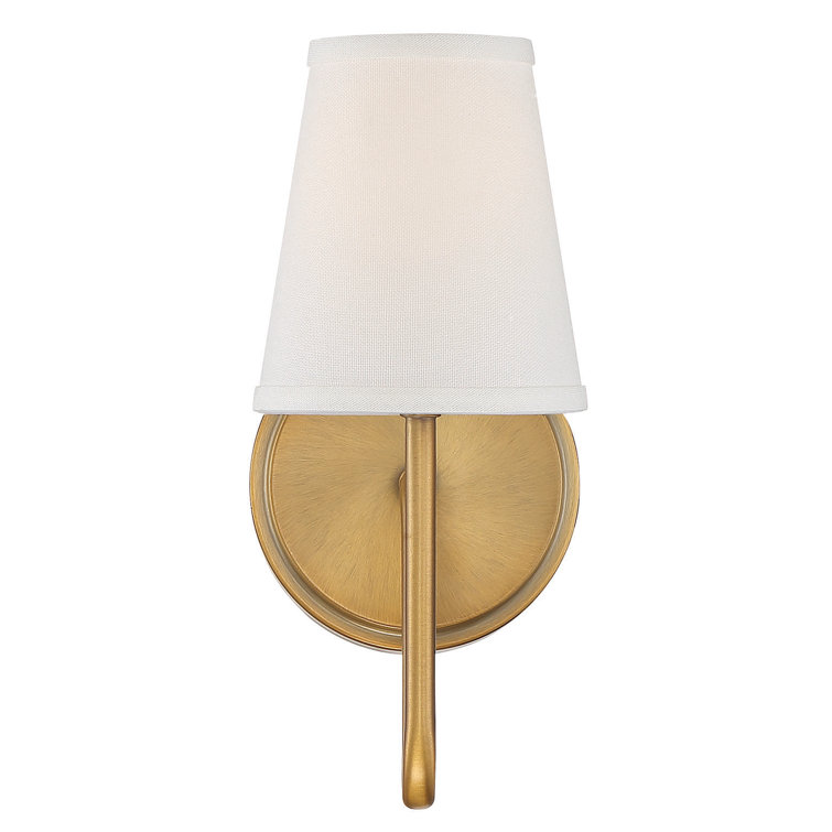 Natural Brass and White Empire Shade Dimmable Sconce