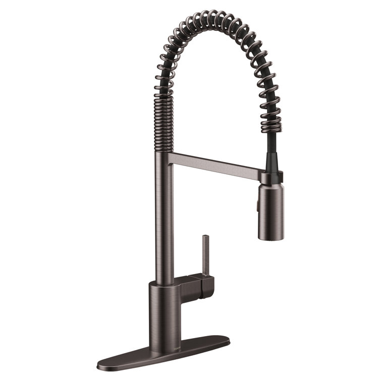 Black Stainless Steel Single Handle Spring Kitchen Faucet with Pull-Down Spray