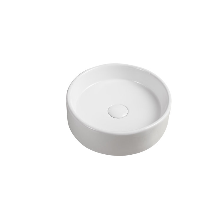 Modern 13.63'' White Ceramic Round Vessel Bathroom Sink