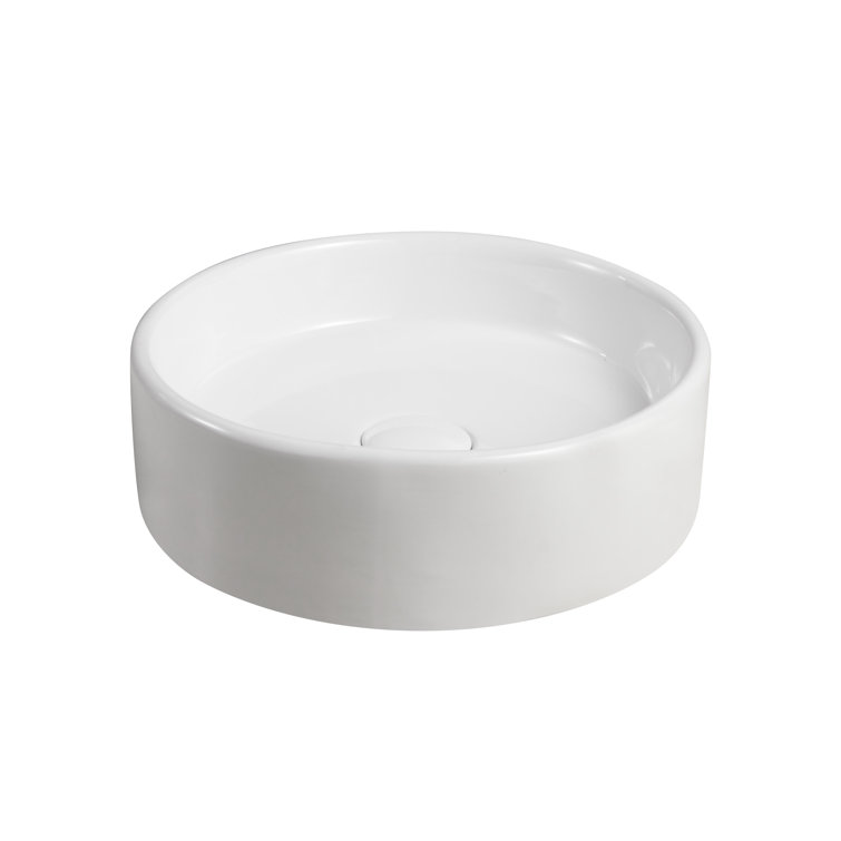 Modern 13.63'' White Ceramic Round Vessel Bathroom Sink