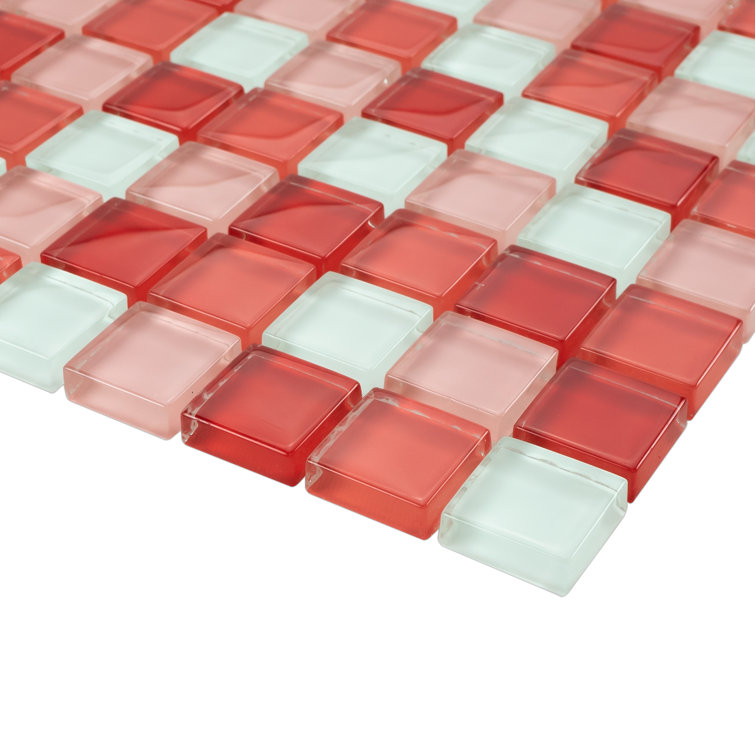 Red and Pink Glass Mosaic Tile Sheet for Kitchen and Bathroom