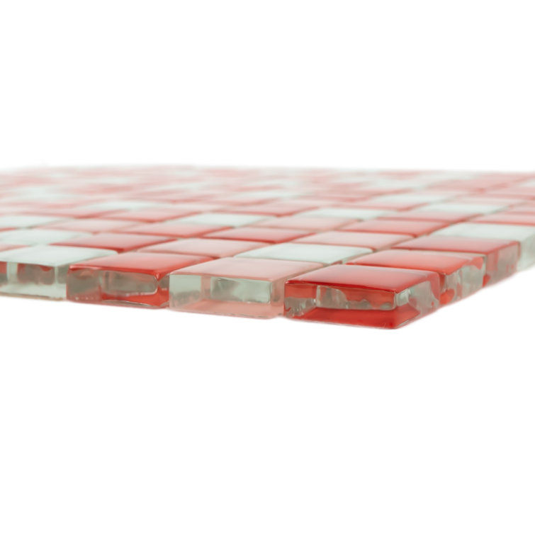 Red and Pink Glass Mosaic Tile Sheet for Kitchen and Bathroom