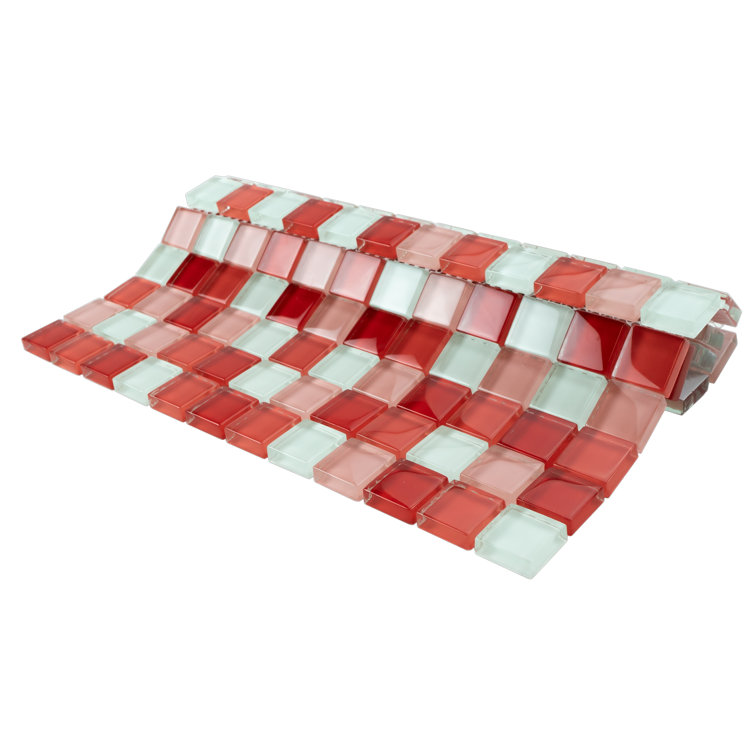 Red and Pink Glass Mosaic Tile Sheet for Kitchen and Bathroom