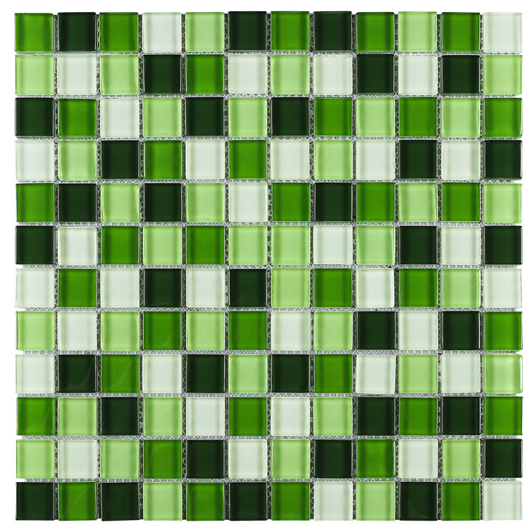 Green Glass Mosaic Tile Sheet for Bathroom and Kitchen
