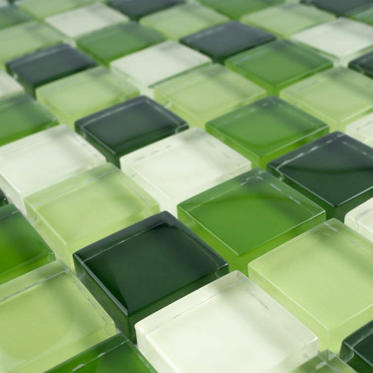 Green Glass Mosaic Tile Sheet for Bathroom and Kitchen