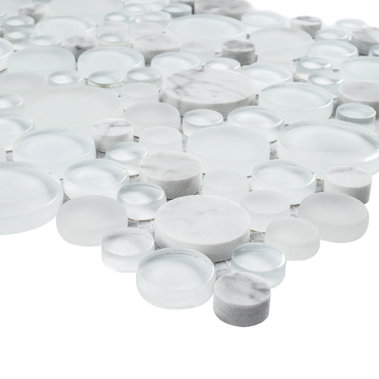 White Bubble Art Marble Look Mosaic Wall Tile Sheet