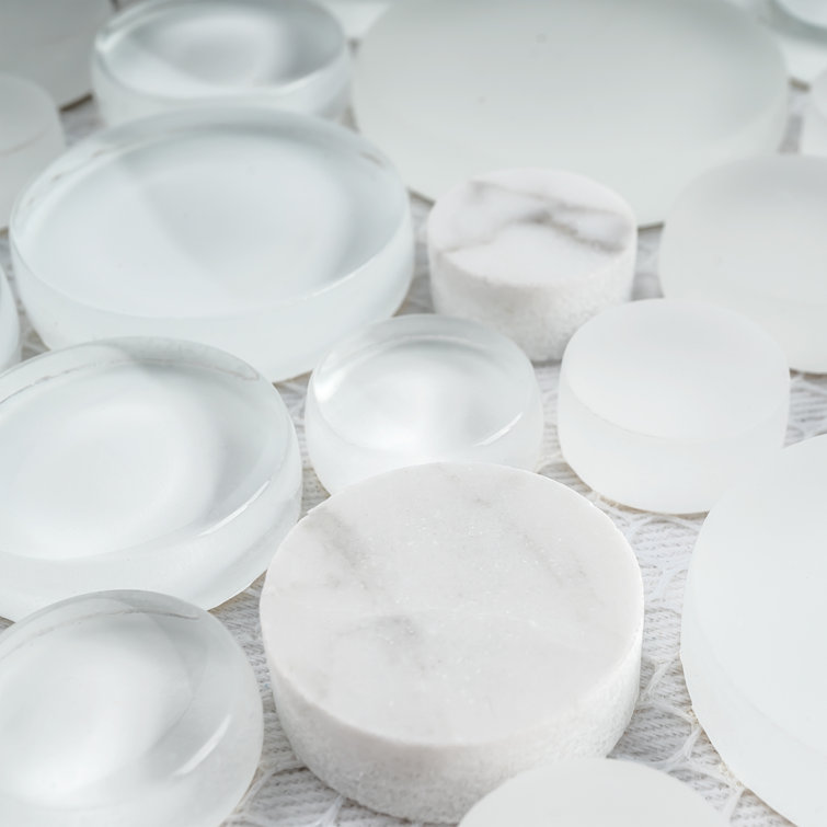 White Bubble Art Marble Look Mosaic Wall Tile Sheet