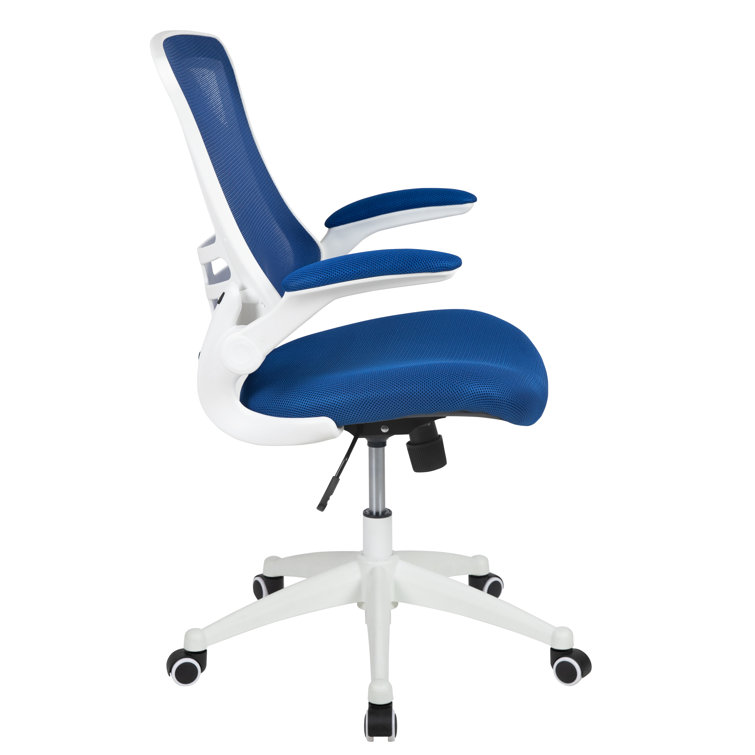 Modern Blue Mesh and White Plastic Ergonomic Swivel Task Chair