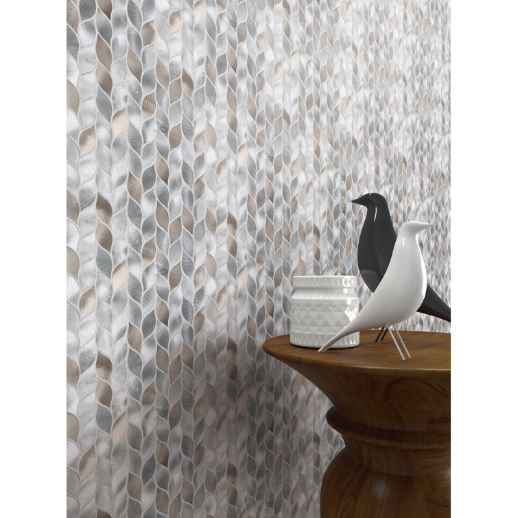 Bronze and Silver Leaf Metal Mosaic Wall Tile