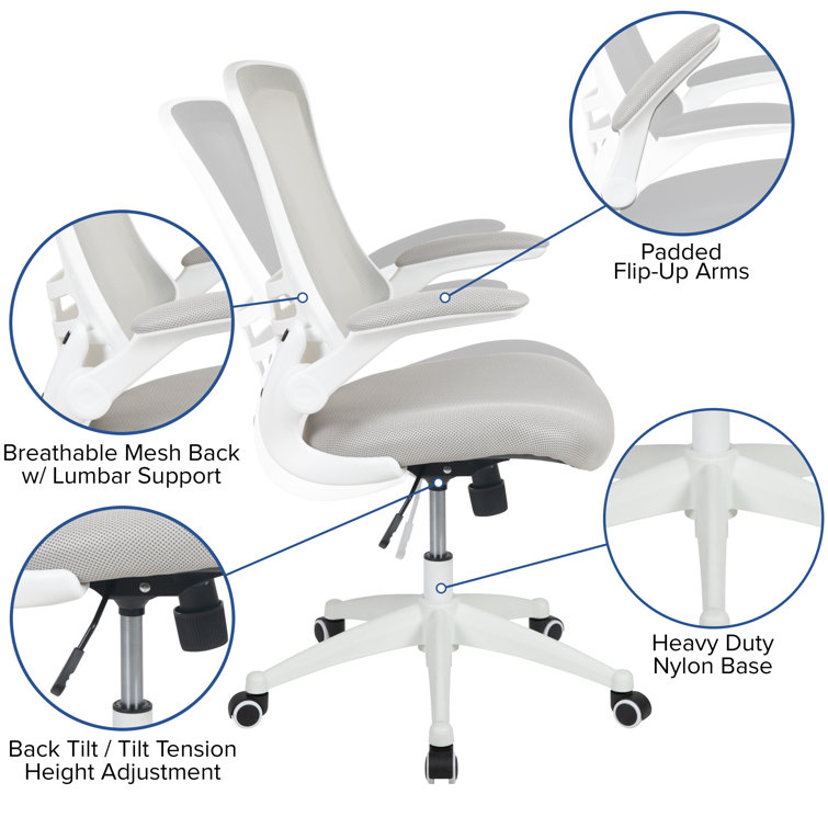 Adjustable Tan Mesh & White Leather Mid-Back Office Chair