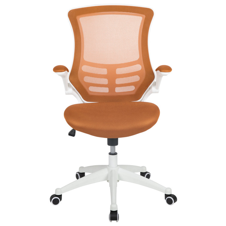 Adjustable Tan Mesh & White Leather Mid-Back Office Chair