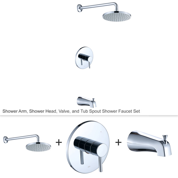 Chrome Rainfall Pressure-Balanced Tub and Shower Faucet Set