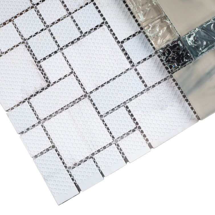 Gray and Black Glass Mosaic Wall Tile Sheet