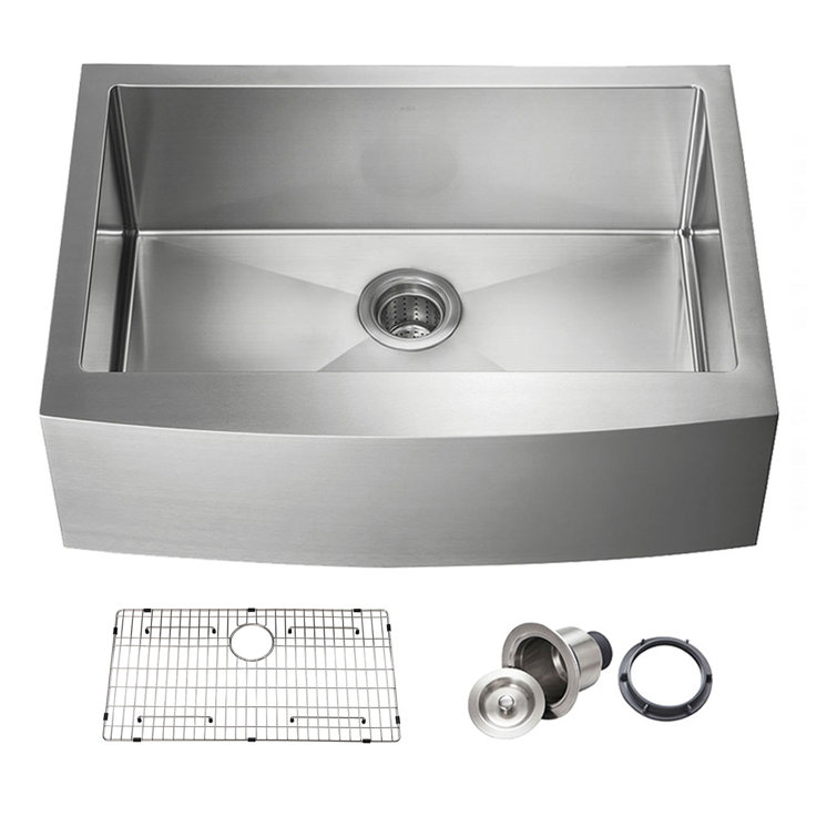 30'' Satin Stainless Steel Farmhouse Single Bowl Kitchen Sink