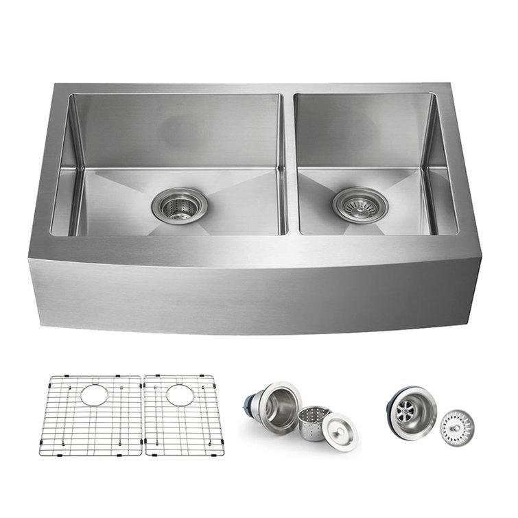 36'' Stainless Steel Farmhouse Double Bowl Kitchen Sink