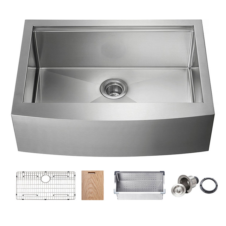 30'' Satin Stainless Steel Farmhouse Single Bowl Kitchen Sink