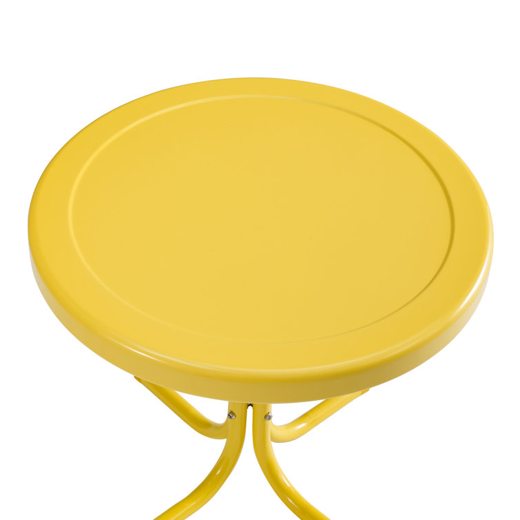 Bright Yellow Gloss Retro Metal Patio Side Table