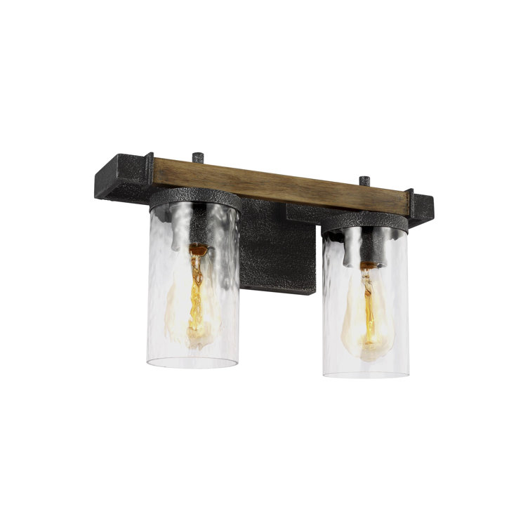 Rustic Industrial Weathered Oak & Slate Grey 2-Light Outdoor Vanity