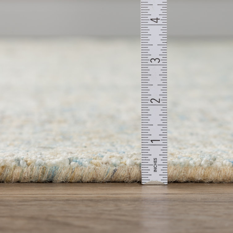 Chambray Elegance Hand-Tufted Wool Rug in Ivory and Light Blue, 9' x 13'