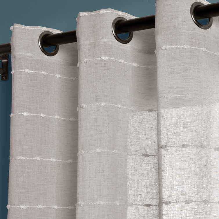 Gray Sheer Polyester Grommet Window Curtain Panels, 38" x 84"