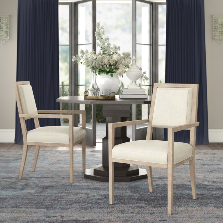 Cream and Gray Handcrafted Upholstered Armchair