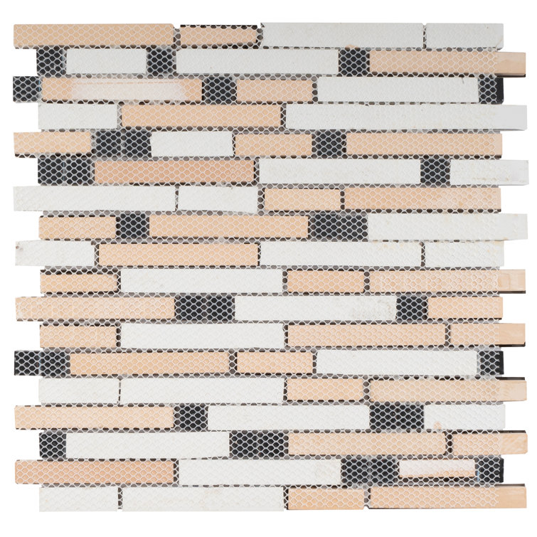 Gray and Brown Glass Linear Mosaic Wall Tile