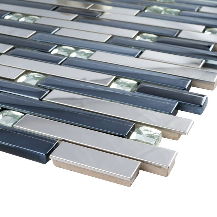 Dark Blue Glass Micro-Beveled Mosaic Wall Tile