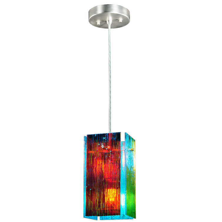 Metro Fusion Fire & Ice Dichroic Glass Mini Pendant with Brushed Nickel