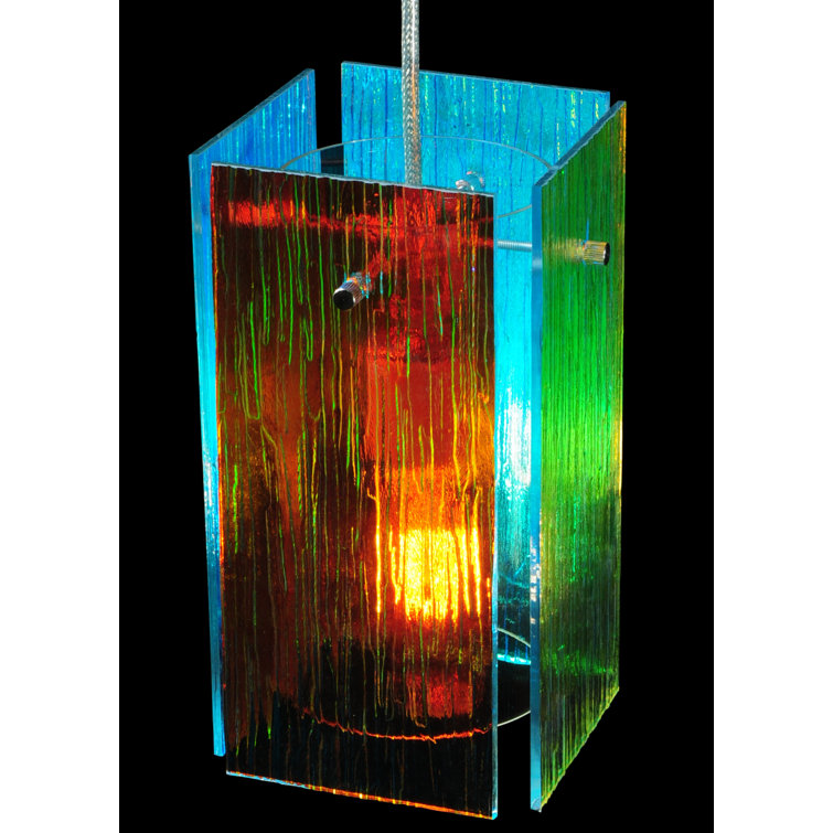 Metro Fusion Fire & Ice Dichroic Glass Mini Pendant with Brushed Nickel