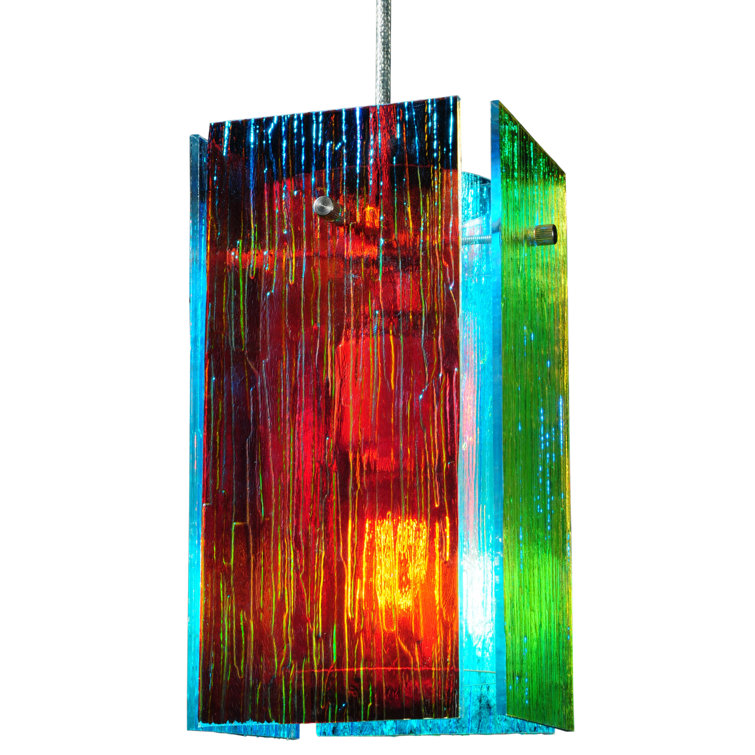 Metro Fusion Fire & Ice Dichroic Glass Mini Pendant with Brushed Nickel