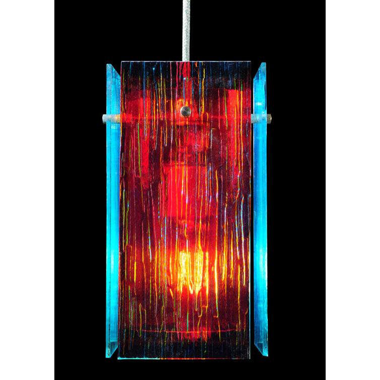 Metro Fusion Fire & Ice Dichroic Glass Mini Pendant with Brushed Nickel